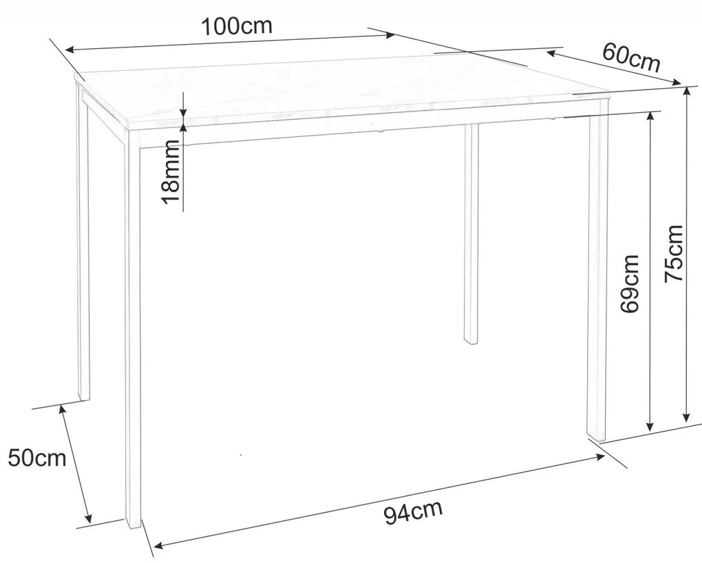 Zestaw jadalniany 1 + 4, stół RAMOD biały/dekor dąb + krzesła OSAKA białe