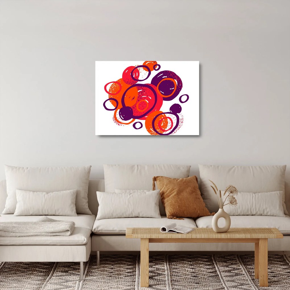 Obraz na szkle - Motyw z kółkami w ciepłych kolorach (70x50 cm)