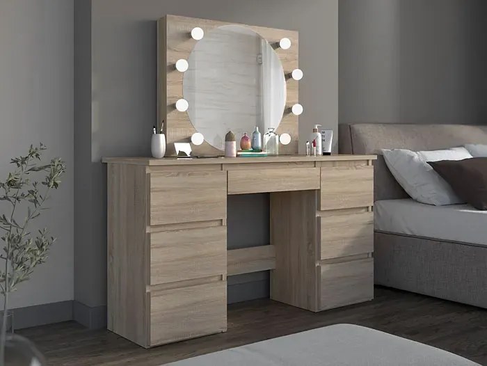 Nowoczesna toaletka z 8 lampkami LED - Bellano 3X