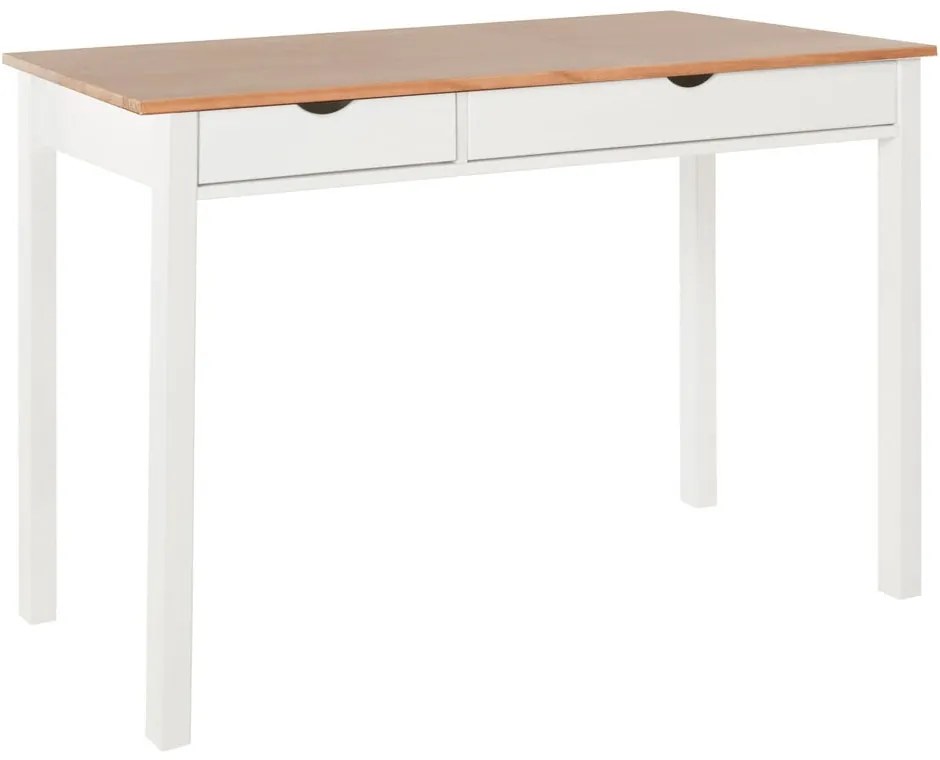 Biało-brązowe biurko z drewna sosnowego Støraa Gava, dł. 120 cm