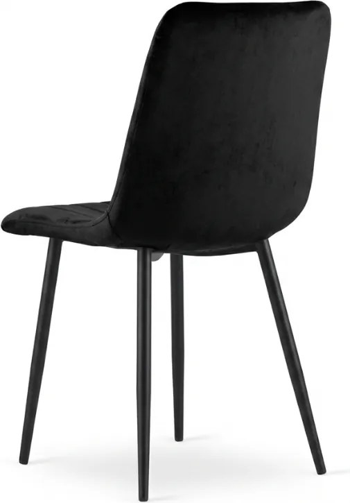 Czarne aksamitne krzesło LAVA ONYX z czarnymi nogami