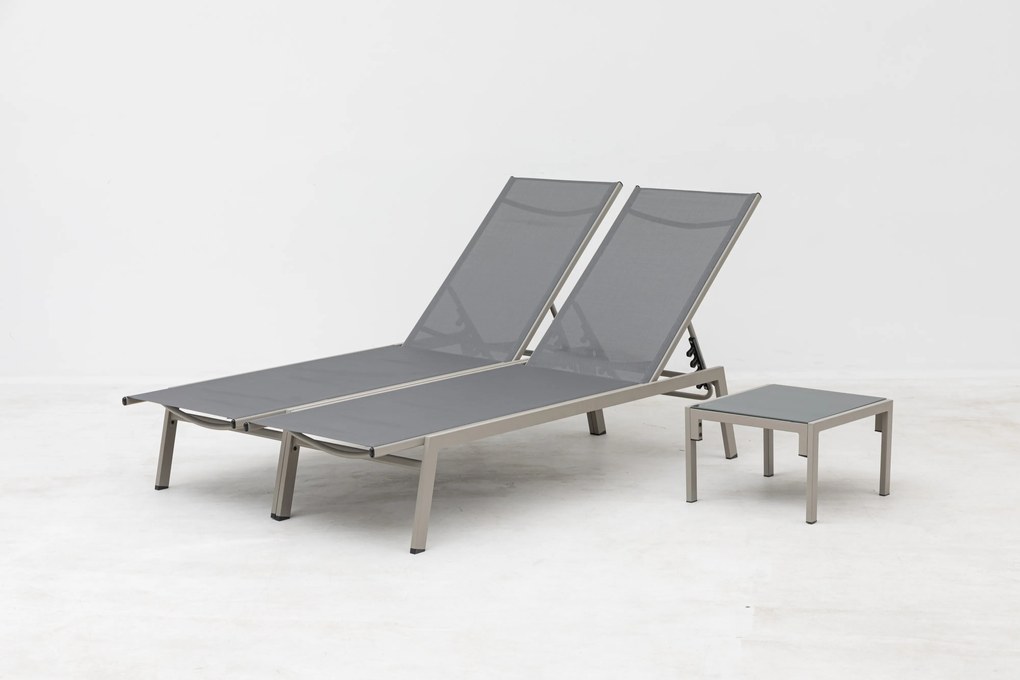 Doppler Mare zestaw leżaków + stół, mocca/ szary
