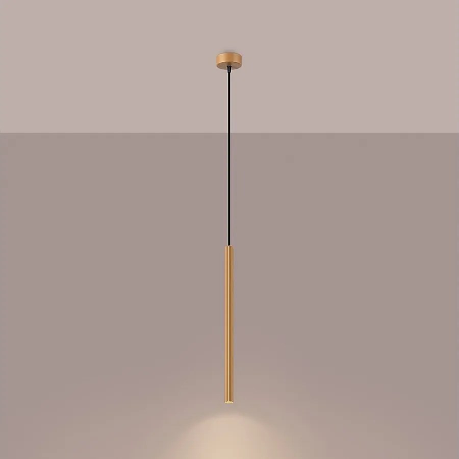 Lampy wiszące nowoczesny Elara, stal - 1 źródło światła 3000K - L.8 x H.120 cm - złoty