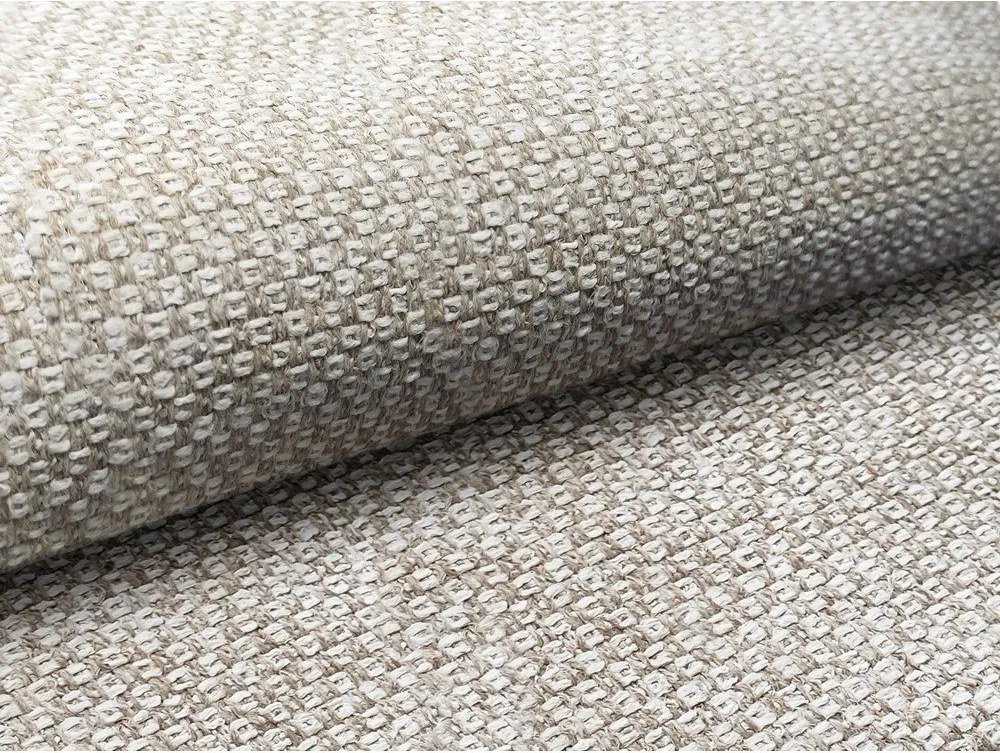 Beżowe tapicerowane łóżko dwuosobowe ze schowkiem i stelażem 140x200 cm Mano – Makamii