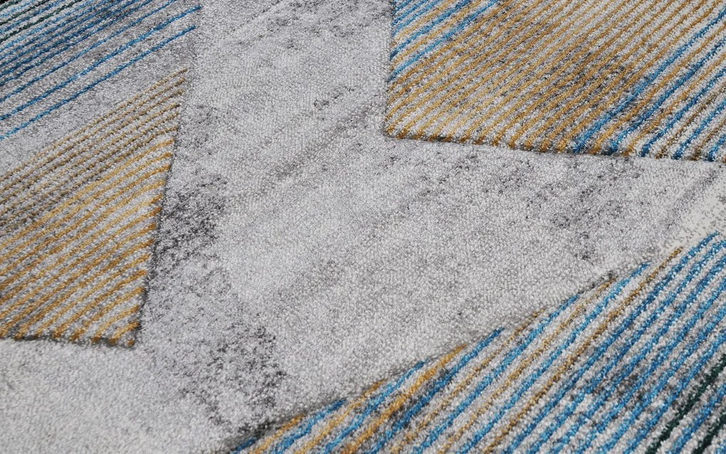 Dywan Diamond New 3D Geometria turkusowo-złota 80 cm x 140 cm