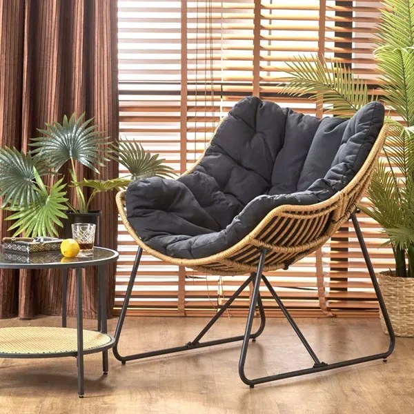 Rattanowy fotel wypoczynkowy w stylu boho - Aldosa
