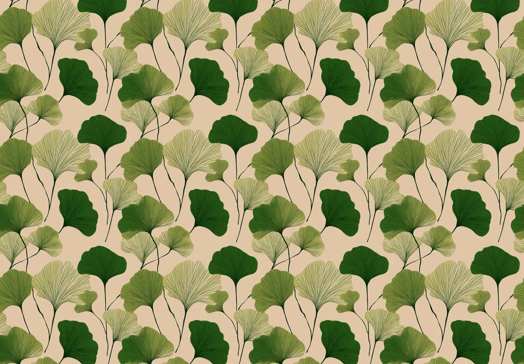 Fototapeta - Zielone liście miłorzębu (196x136 cm)