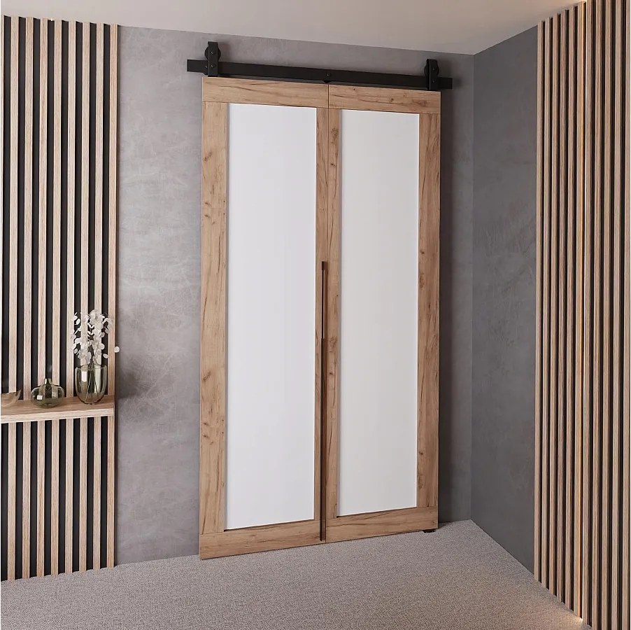 Drzwi Przesuwne QUDIO M1 Dąb Craft Złoty + Biały 90