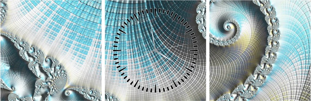 Obraz teksturowanej spirali (z zegarem) (90x30 cm)