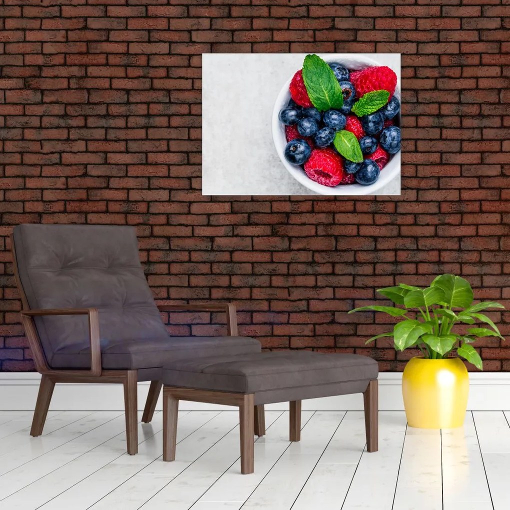 Obraz- miska z leśnymi owocami (70x50 cm)