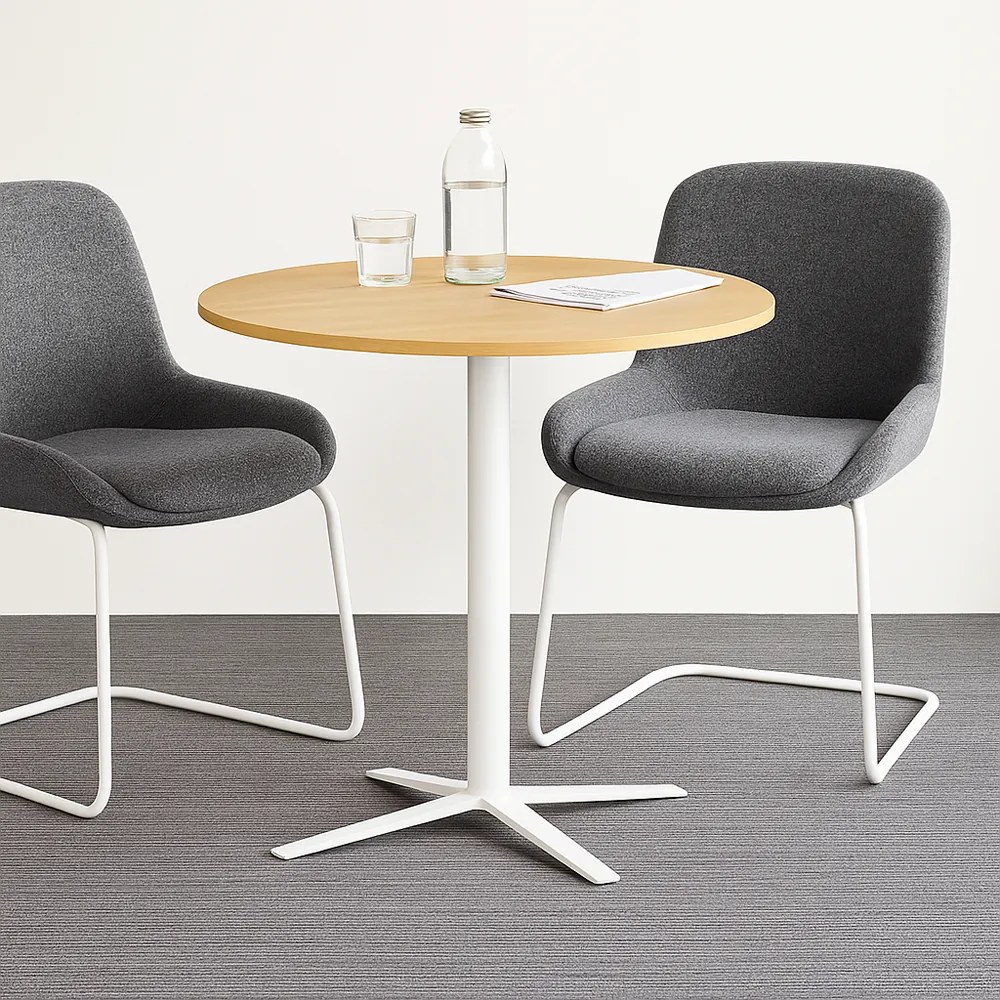 Stolik kawowy AURA, średnica 60 cm, biała podstawa, biały