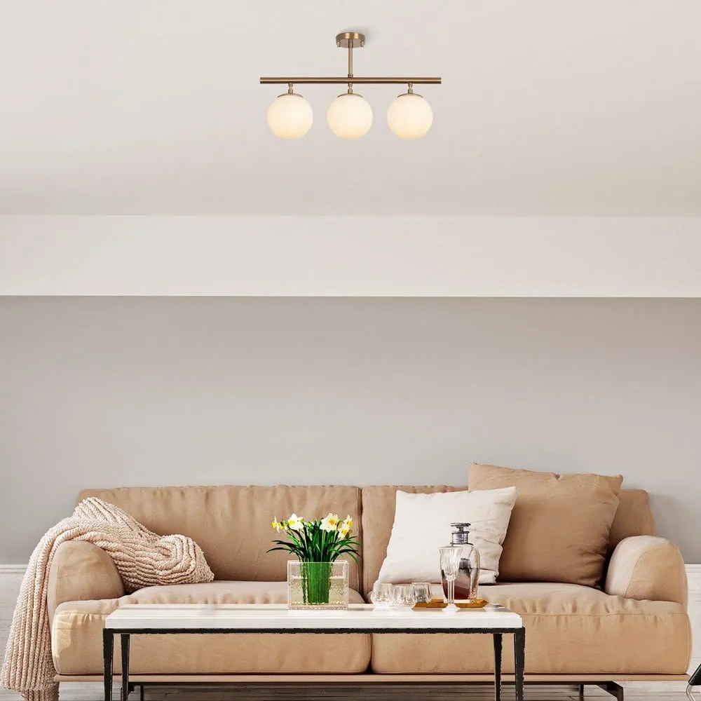 Lampa sufitowa w kolorze brązu ze szklanym kloszem ø 15 cm Atmaca – Opviq lights