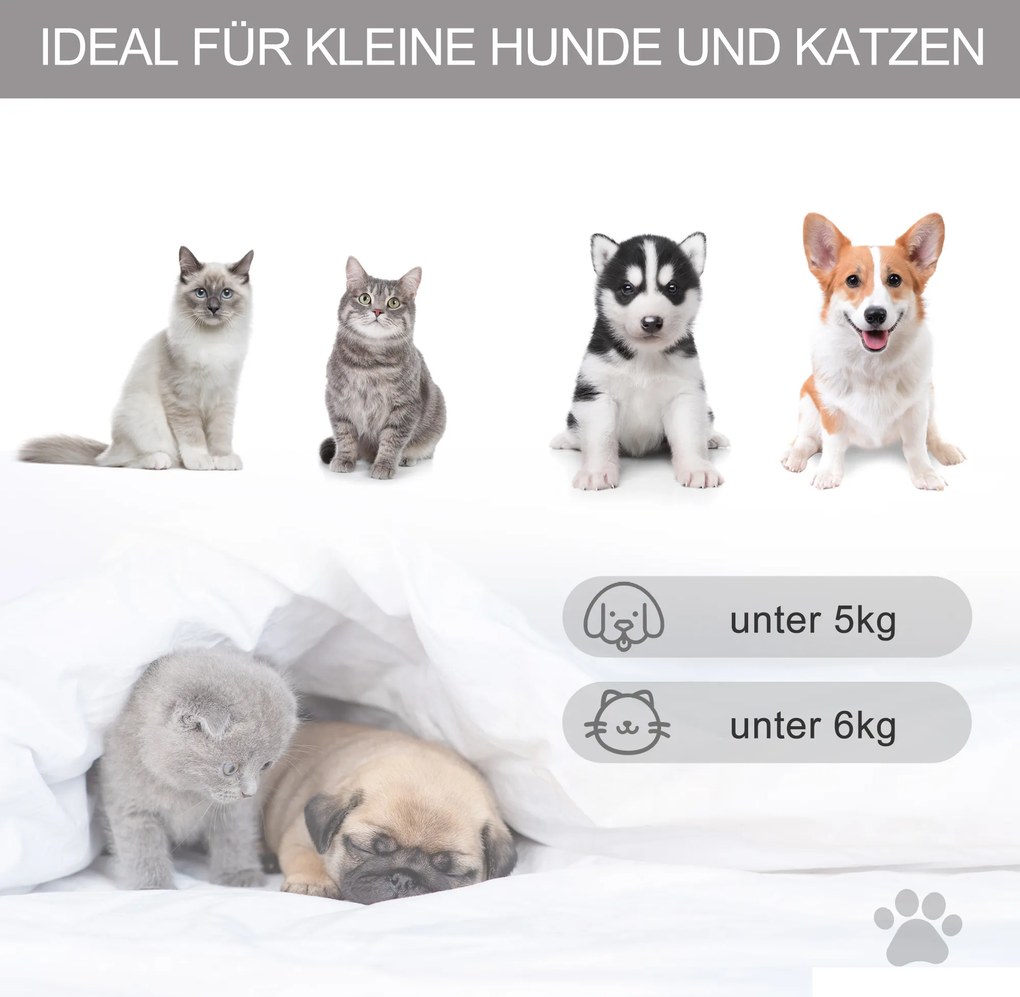 PawHut Namiot dla Zwierząt Domek dla Kota z Miękką Poduszką Plusz Filc Szary Nadaje się do Prania 58x58x80cm | Aosom PL