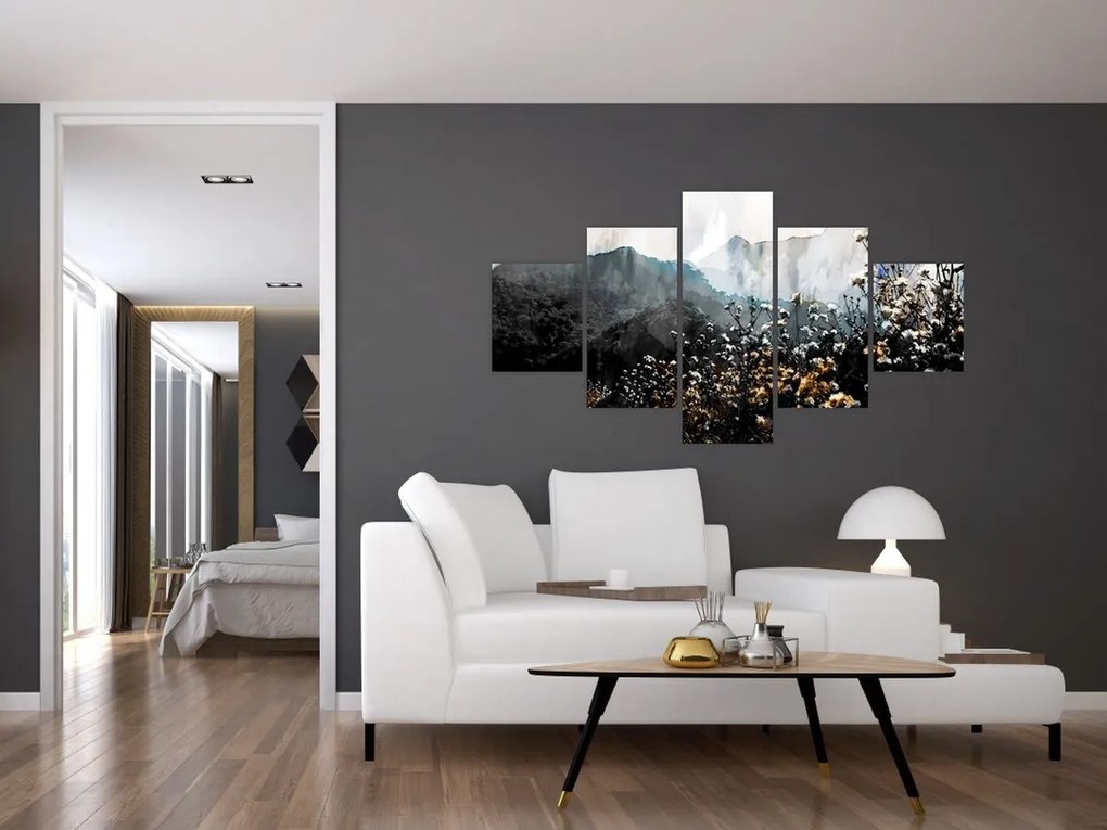 Obraz - Ilustracja przedstawiająca dzikie kwiaty (125x70 cm)
