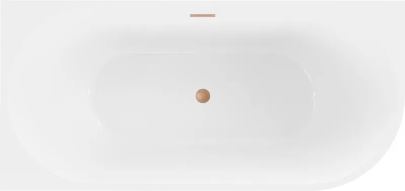Mexen Mia wanna wolnostojąca narożna lewa 150 x 75 cm, biała, przelew miedź szczotkowana - 52691507500L-65