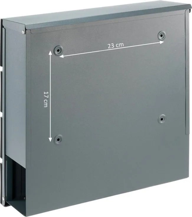 Skrzynka na listy z przegrodą na gazety, antracyt, 2 klucze