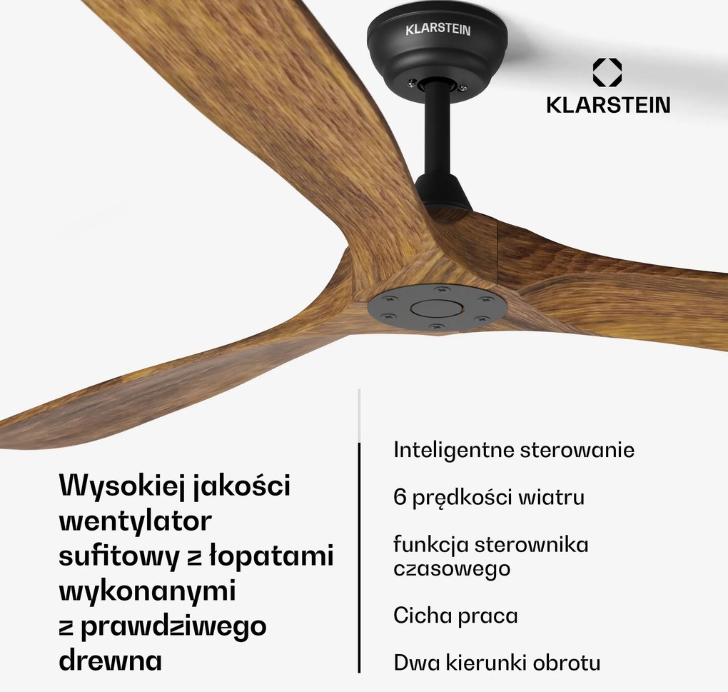 Klarstein Bahama Breeze Smart 178 cm 45,5 W wentylator sufitowy orzech włoski