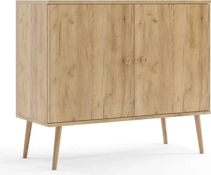 Skandynawska komoda boho dąb craft złoty N7-D31