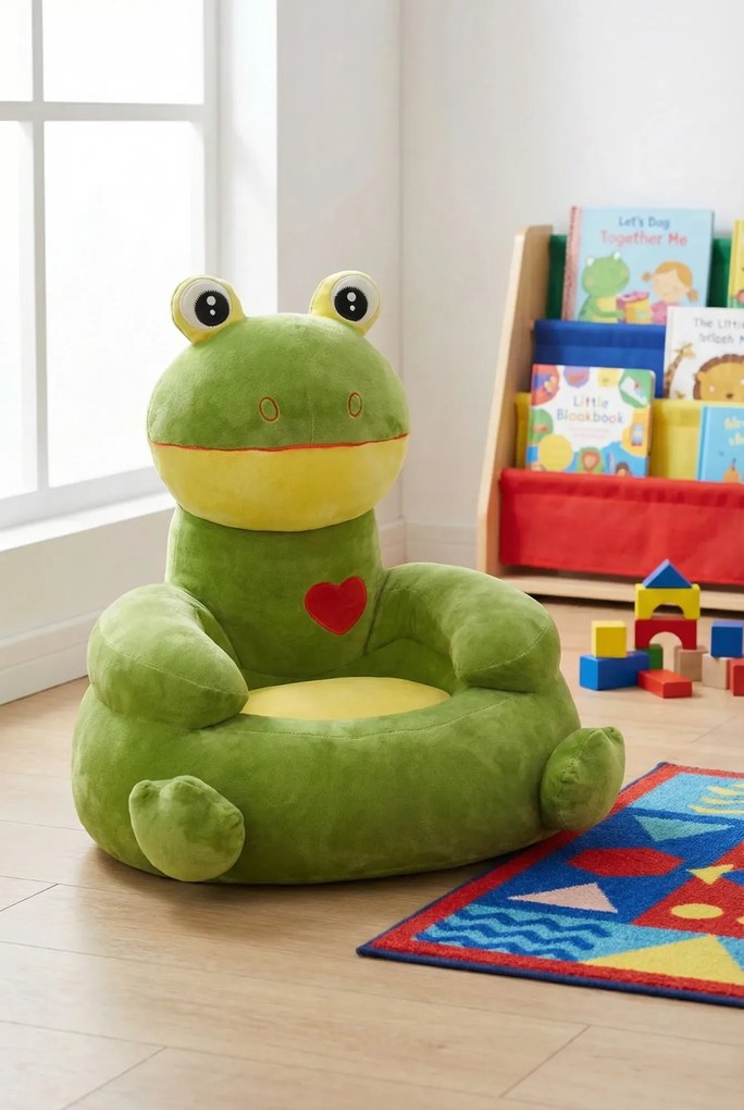 Zielony pluszowy fotel dziecięcy żaba E4-F70