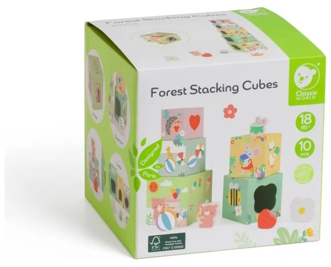 Classic world układanka kostki box leśna piramidka 10 el. fsc