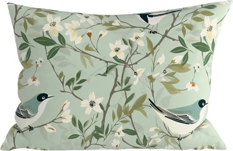 Poliestrowo-bawełniana poszewka na poduszkę FLORIBIRD POLY 50x70 cm, zielony
