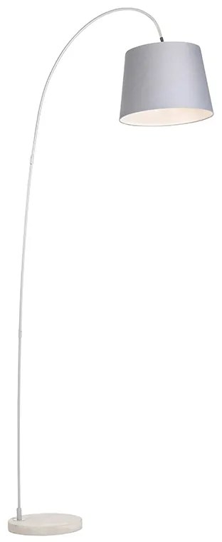 Inteligentna lampa łukowa stalowa z szarą tkaniną incl. wifi A60 - Bend