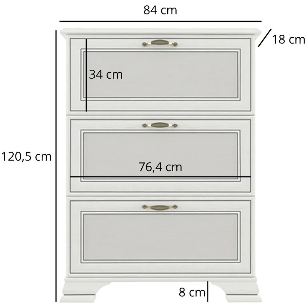 Duża trzydrzwiowa szafka na buty fineline crema L3-K56