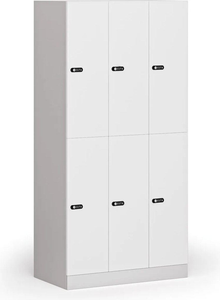 Szafka skrytkowa S1, 6 schowków, 1850 x 900 x 500 mm, demontaż, zamek mechaniczny z kodem, drzwi laminowane, biała