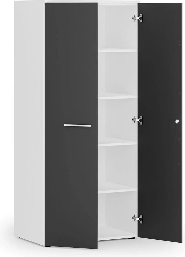 Szafa biurowa z drzwiami PRIMO WHITE, 800 x 500 x 1781 mm, biały/grafitowy