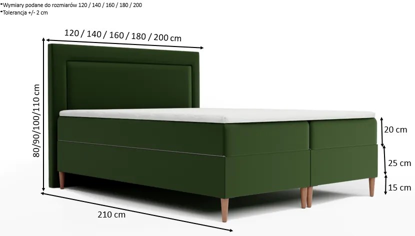 Łóżko kontynentalne EDA - 180x200