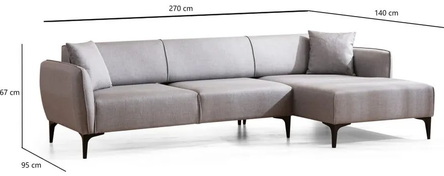 Jasnoszara sofa narożna Belissimo, narożnik prawy – Balcab Home