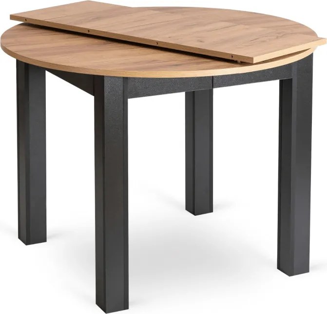 Stół Okrągły Rozkładany HARRY 102-142 cm Dąb Craft/Czarny Nowoczesny