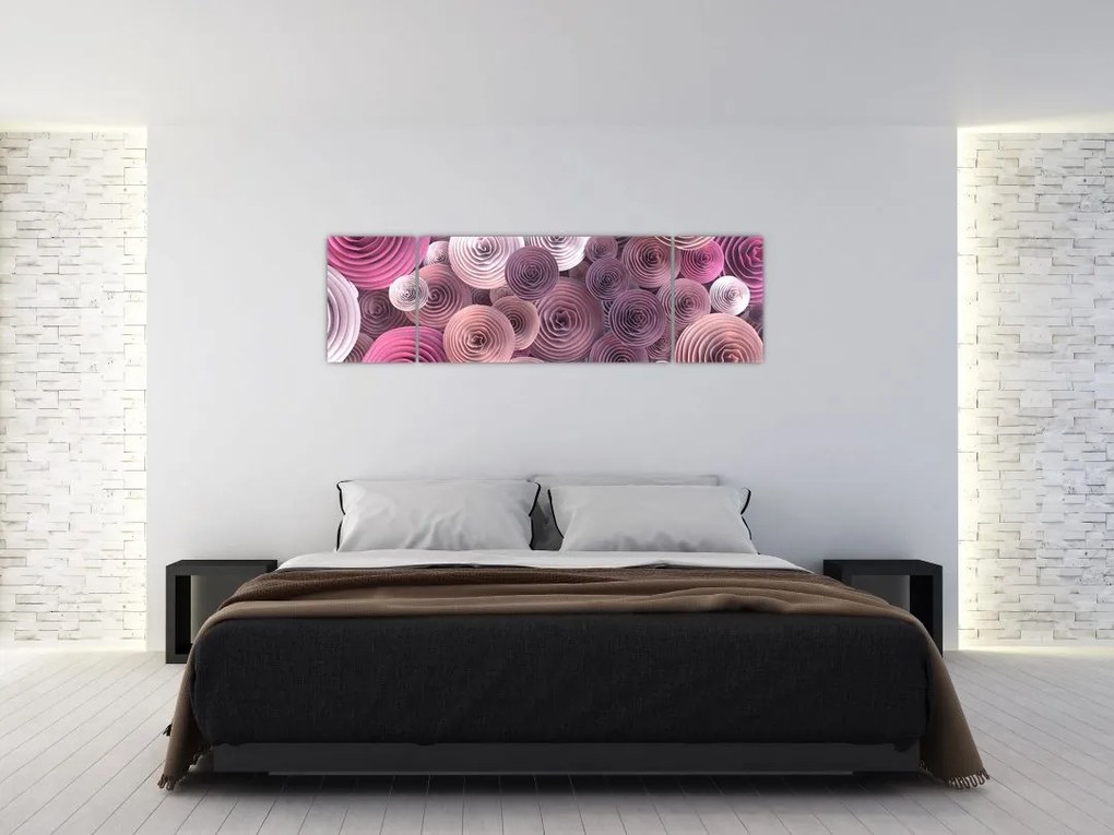 Abstrakcyjny obraz kwiatów róży (170x50 cm)