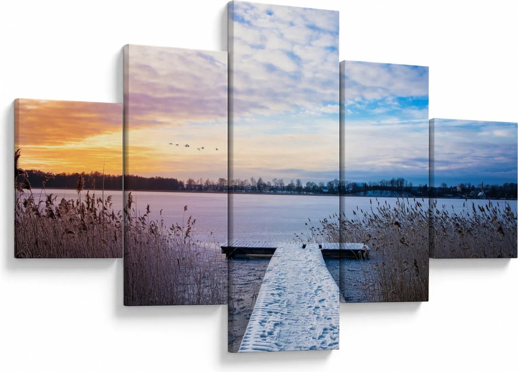 Obraz - Zamarznięte jezioro, Ełk, Mazury, Polska (125x70 cm)