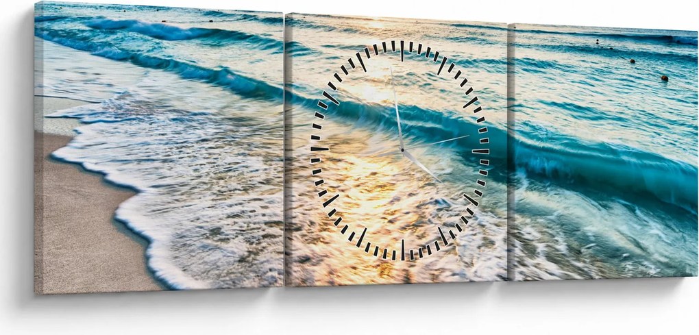 Obraz - Morze (z zegarem) (90x30 cm)