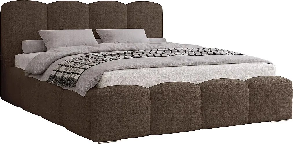 Łóżko sypialniane 180x200 cm Zenna - pojemnik, stelaż, boucle - brązowy (Lambi 4)