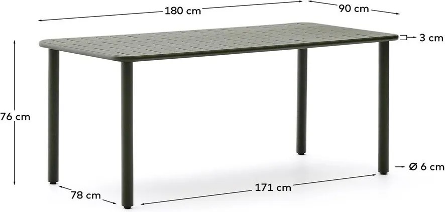 Stalowy stół ogrodowy 90x180 cm Brai – Kave Home