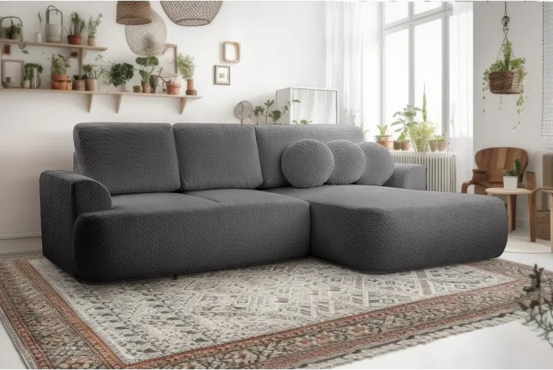 Narożnik VELO wolnostojący układ L strona Prawa z funkcją spania w tkaninie Coral 80