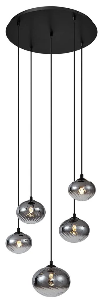 Nowoczesna lampa wisząca czarna z przydymionym szkłem - Jia Nowoczesny Oswietlenie wewnetrzne