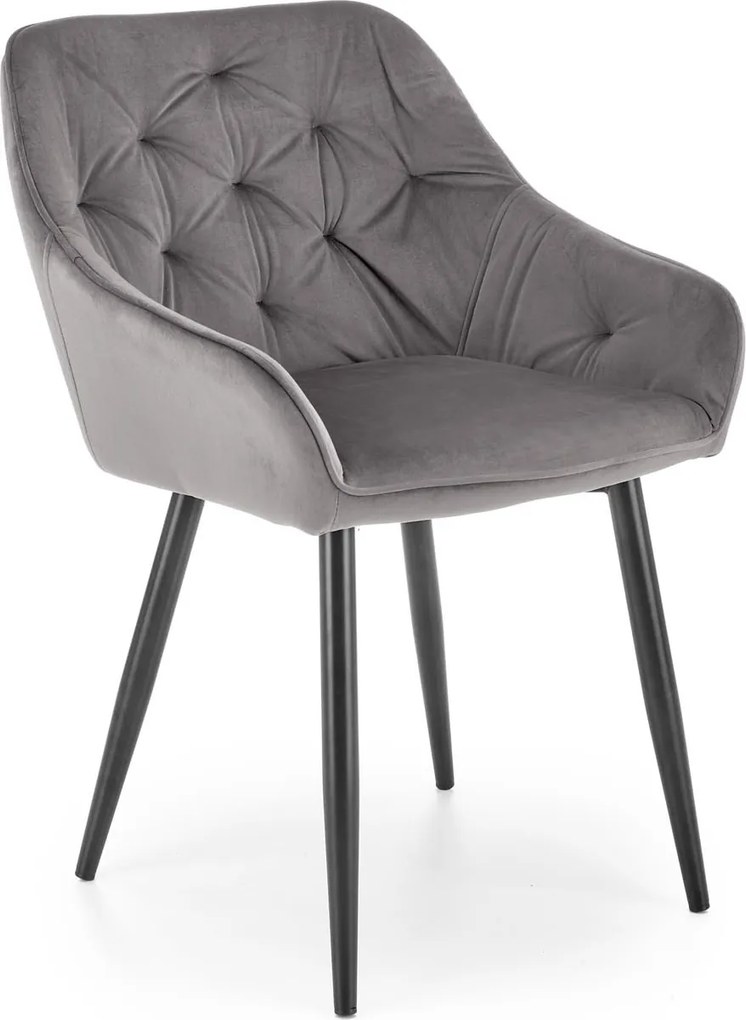 Aksamitny fotel do jadalni z podłokietnikami K487