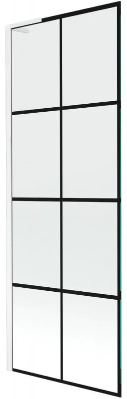 Mexen Next L parawan nawannowy 1-skrzydłowy 70 x 150 cm, czarna kratka, biały - 895-070-000-03-77-20