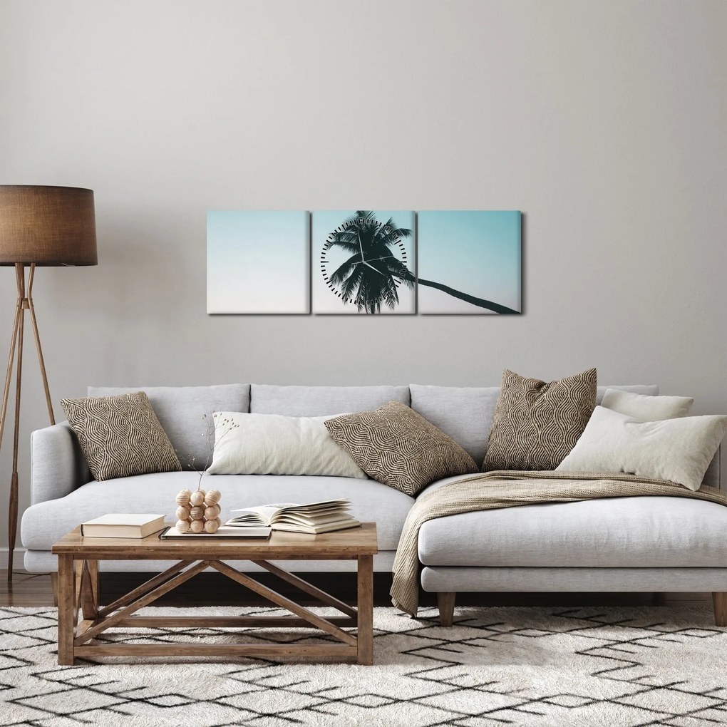 Obraz - Palma na Bali (z zegarem) (90x30 cm)