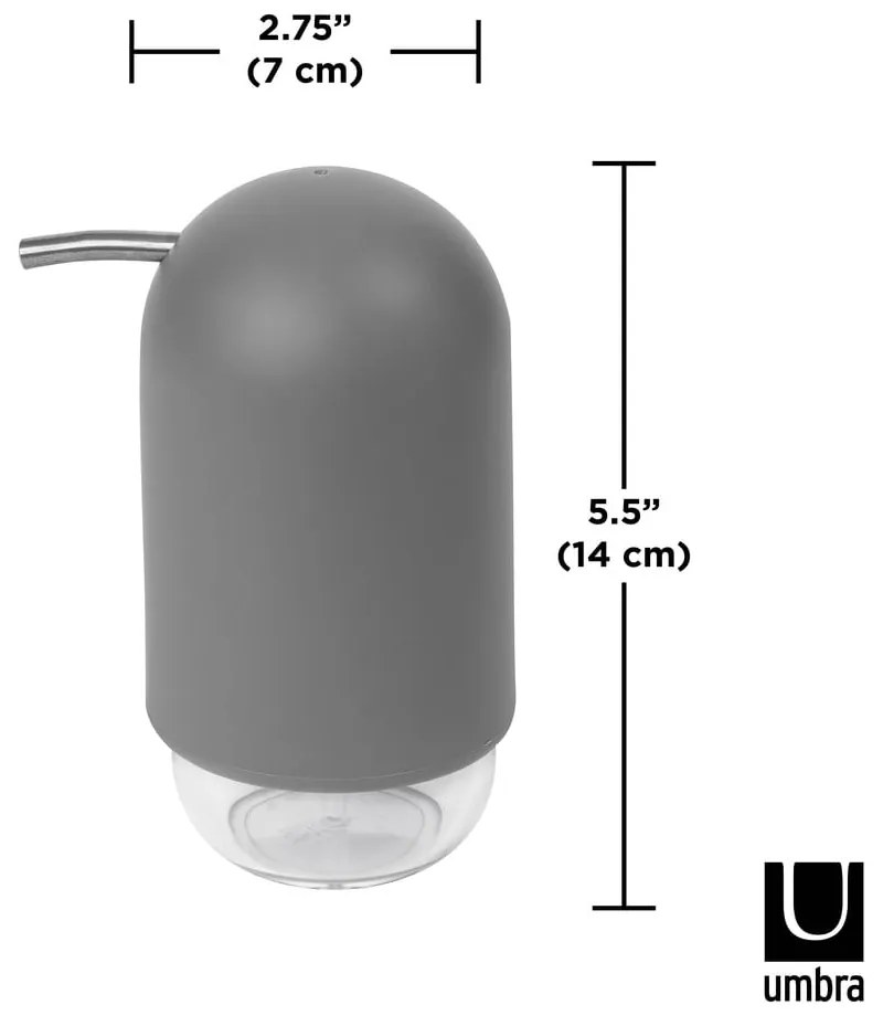 Szary plastikowy dozownik do mydła 230 ml Touch – Umbra