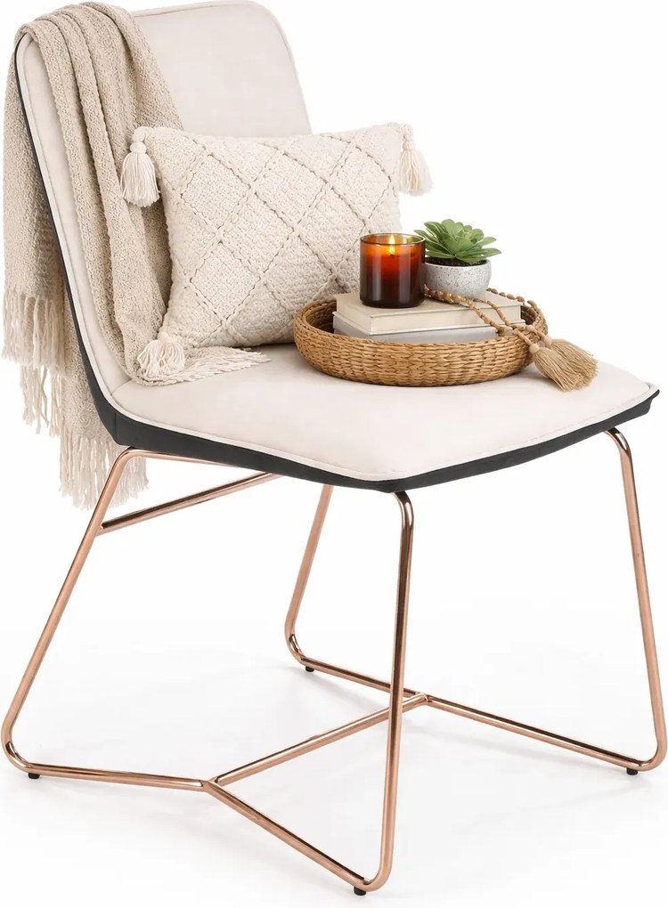 Kremowe nowoczesne krzesło tapicerowane D5-E74