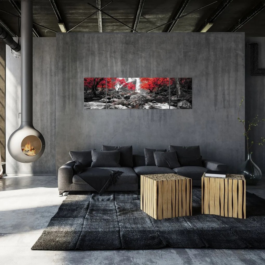 Obraz - Wodospady w jesiennym krajobrazie (170x50 cm)