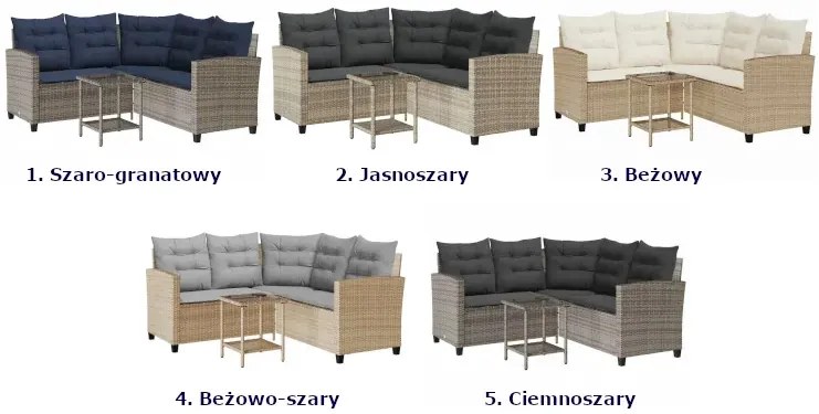 Narożna sofa ogrodowa i stolik beżowy - Ognis