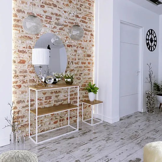 Kwietnik z metalowym stelażem skandynawski biały + dąb lancelot G4-K26