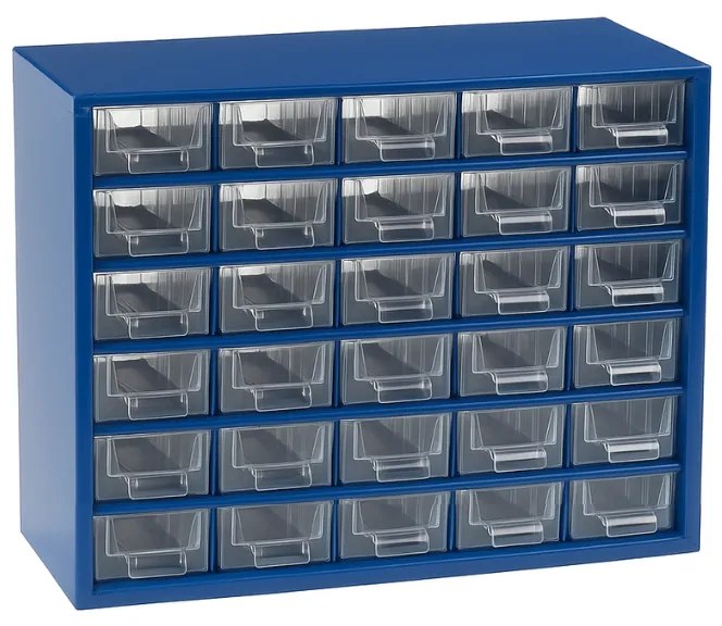 Metalowa szafa z szufladami, 306 x 155 x 282 mm, 30x S