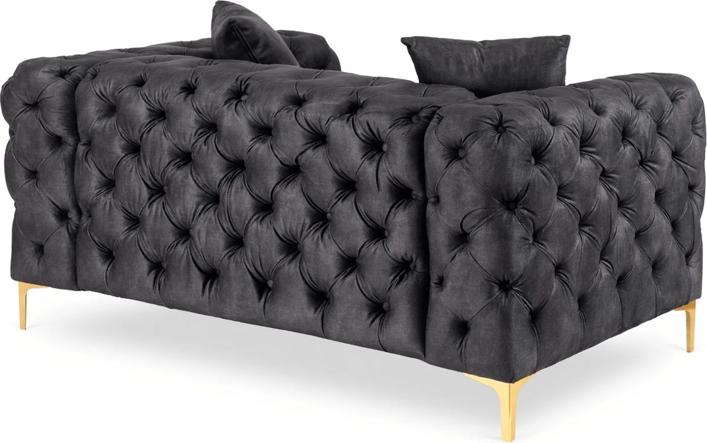 Sofa SORRENTO 2S Dwuosobowa Czarna Welurowa Nowoczesna Glamour