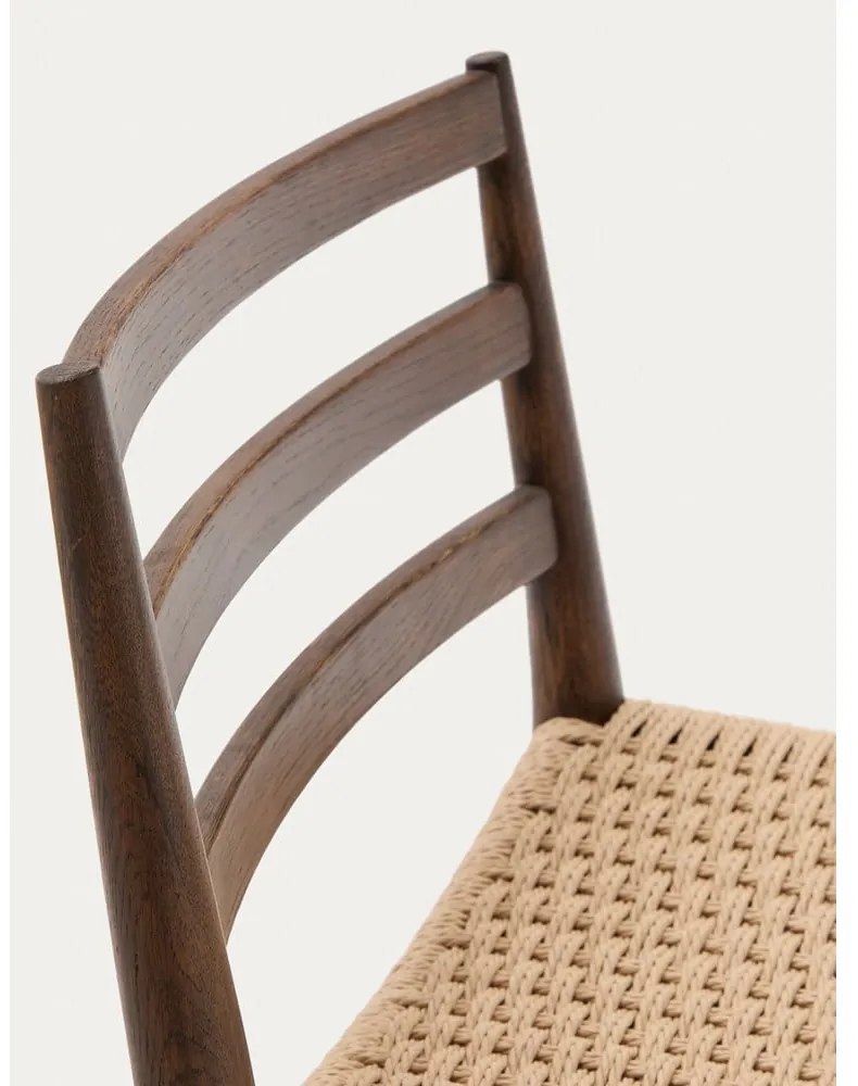 Brązowy/w naturalnym kolorze hoker z litego drewna dębowego (wysokość siedziska 70 cm) Analy – Kave Home